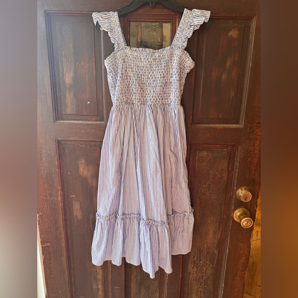 J. Crew Kids Dress in Blue and White Stripes